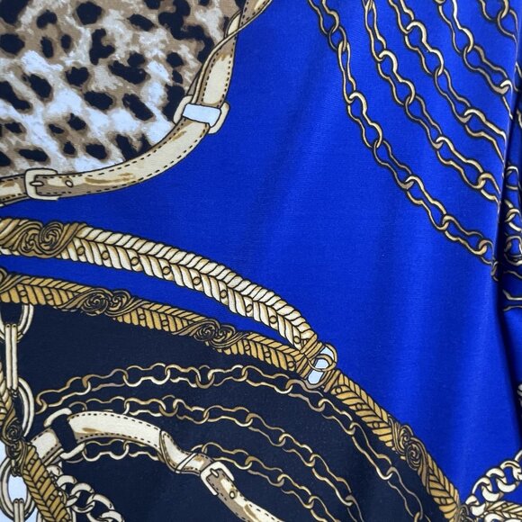 Sunny Leigh Shift Dress Size 1X Equestrian Print Royal Blue BOHO Fairycore - Picture 6 of 9